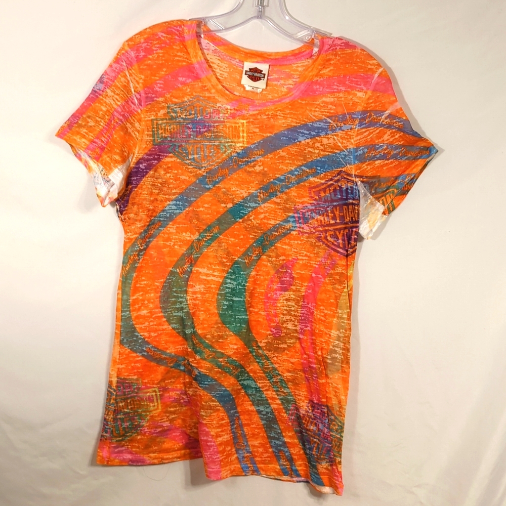 HD Harley Davidson Colorful Sheer Top